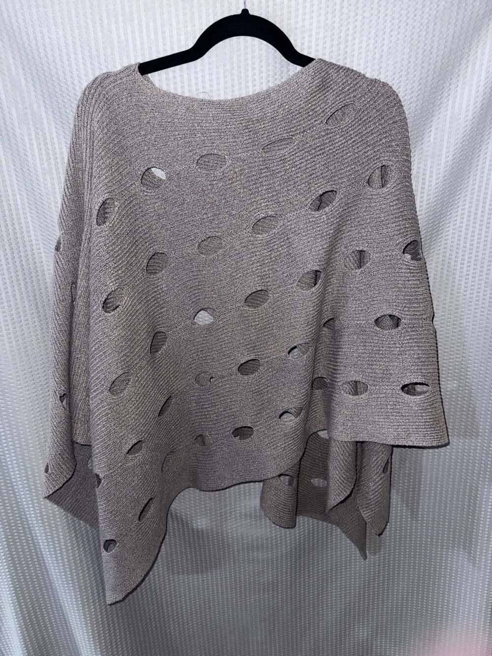 Kerisma Ribbed Knit Poncho With Oval Cutouts